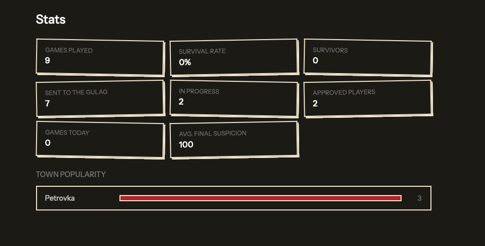 Jev Game stats screen